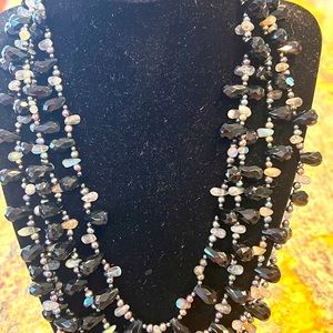 Designer Onyx and Labradorite 4 Strand Necklace
